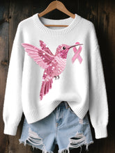 Pull Cozy Femme Rose Brodé Colibri